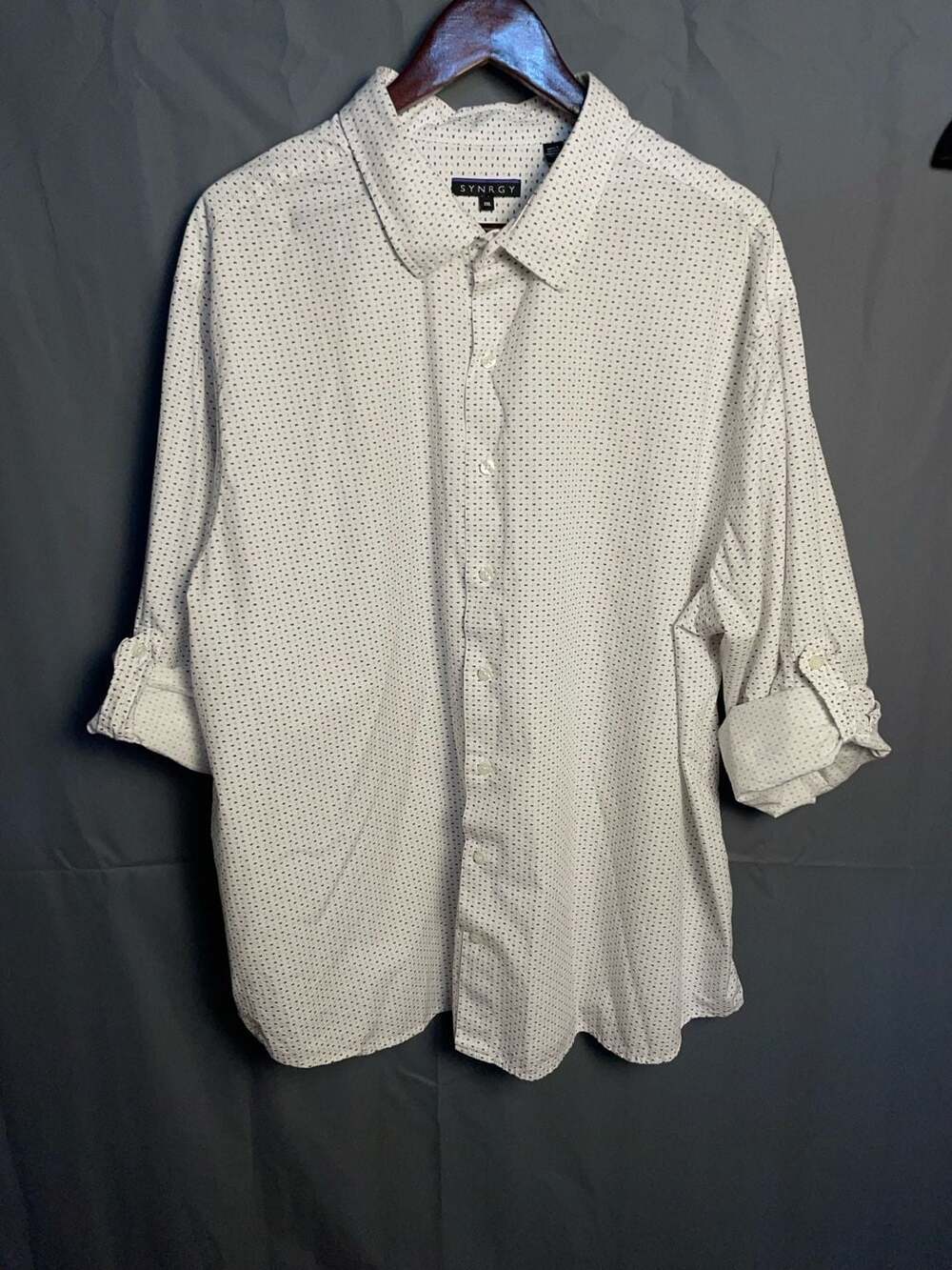 Synrgy Men's Paisley Print Button-Down Shirt with Roll-Up Sleeves